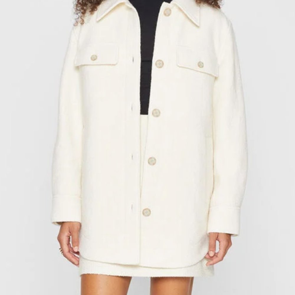 Club Monaco Cream Shirt Jacket, Size Small - Picture 4 of 5